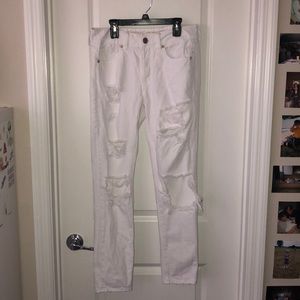 AE White Ripped Boyfriend Jeans